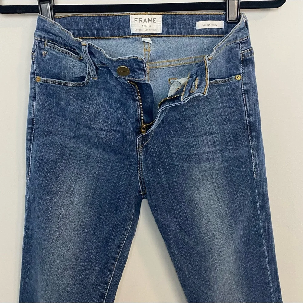 Frame Le High Skinny Released Raw Hem Jeans in Merrick Wash - Picture 6 of 11